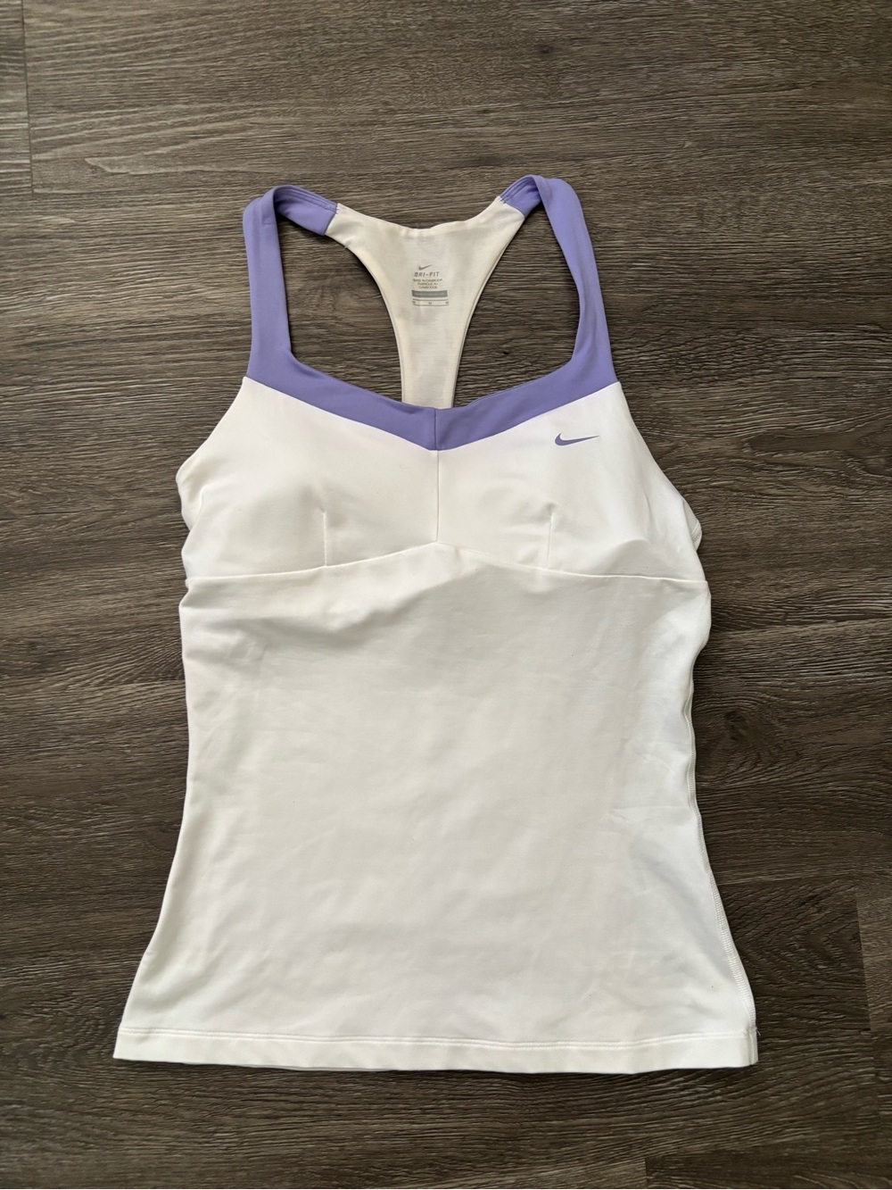 Nike White Tank with Lavender Trim Racerback
